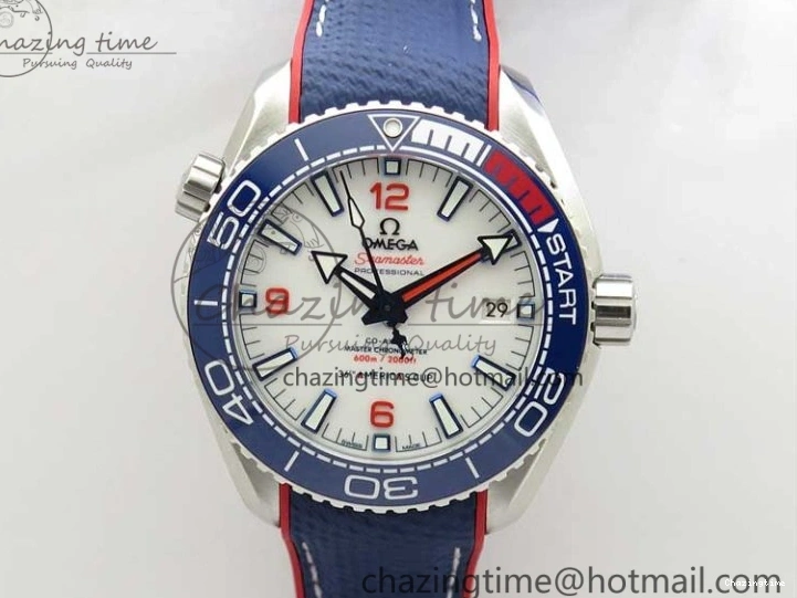 0504 Comfortable Planet Ocean 43.5mm America’s Cup VSF Best Edition White Dial On Blue Gummy Strap A 7900